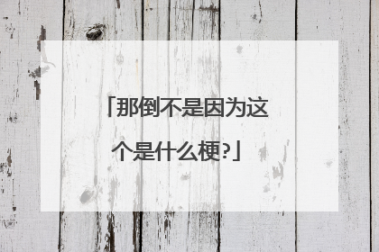 那倒不是因为这个是什么梗?