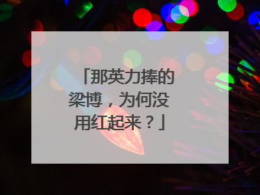 那英力捧的梁博,为何没用红起来?