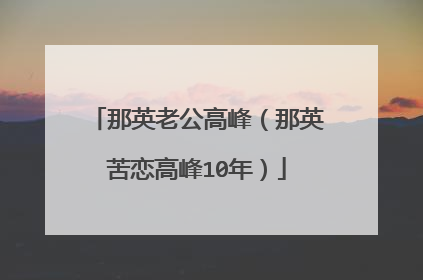 那英老公高峰（那英苦恋高峰10年）