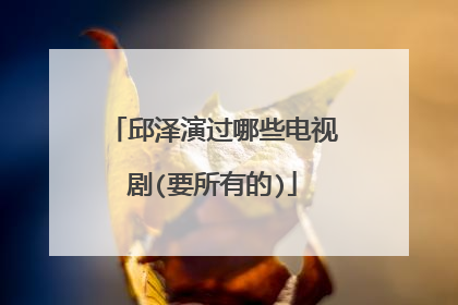 邱泽演过哪些电视剧(要所有的)