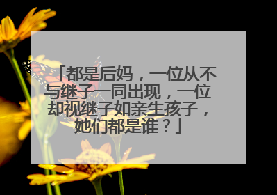 都是后妈,一位从不与继子一同出现,一位却视继子如亲生孩子,她们都是谁?