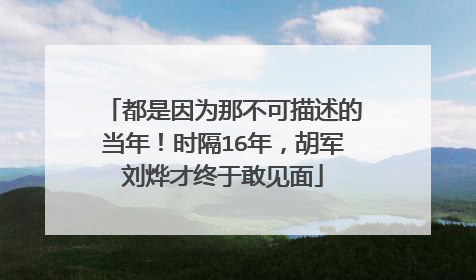 都是因为那不可描述的当年！时隔16年，胡军刘烨才终于敢见面