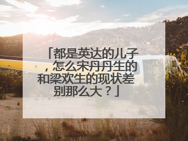 都是英达的儿子，怎么宋丹丹生的和梁欢生的现状差别那么大？