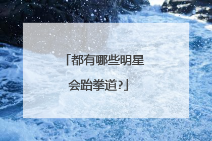 都有哪些明星会跆拳道?