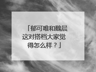 郁可唯和魏晨这对搭档大家觉得怎么样?