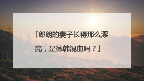郎朗的妻子长得那么漂亮,是德韩混血吗?