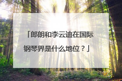 郎朗和李云迪在国际钢琴界是什么地位?