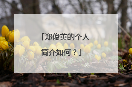 郑俊英的个人简介如何？