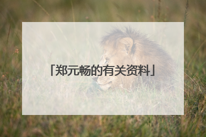 郑元畅的有关资料