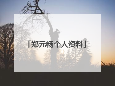 郑元畅个人资料