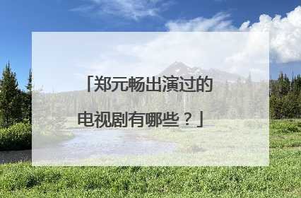 郑元畅出演过的电视剧有哪些？
