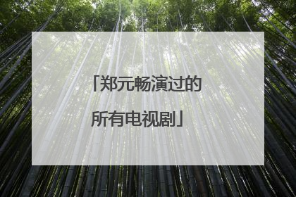 郑元畅演过的所有电视剧