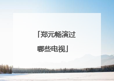 郑元畅演过哪些电视