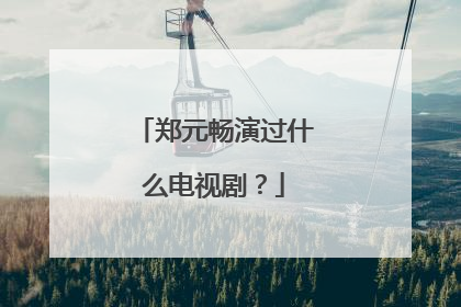 郑元畅演过什么电视剧？