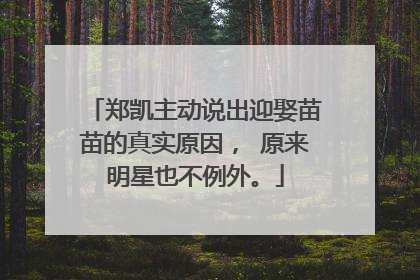 郑凯主动说出迎娶苗苗的真实原因, 原来明星也不例外。