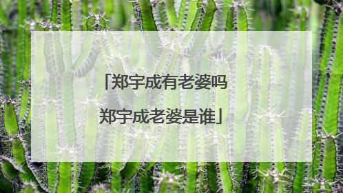 郑宇成有老婆吗 郑宇成老婆是谁