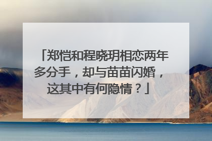 郑恺和程晓玥相恋两年多分手，却与苗苗闪婚，这其中有何隐情？