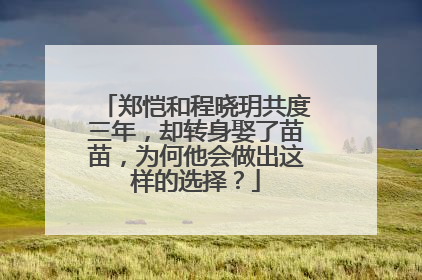 郑恺和程晓玥共度三年,却转身娶了苗苗,为何他会做出这样的选择?
