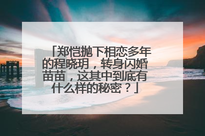郑恺抛下相恋多年的程晓玥,转身闪婚苗苗,这其中到底有什么样的秘密?