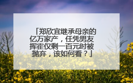 郑欣宜继承母亲的亿万家产,任凭男友挥霍仅剩一百元时被抛弃,该如何看?