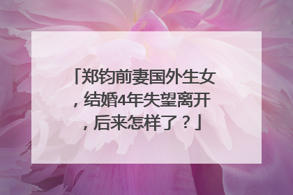 郑钧前妻国外生女，结婚4年失望离开，后来怎样了？