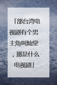 部台湾电视剧有个男主角叫灿堂，那是什么电视剧
