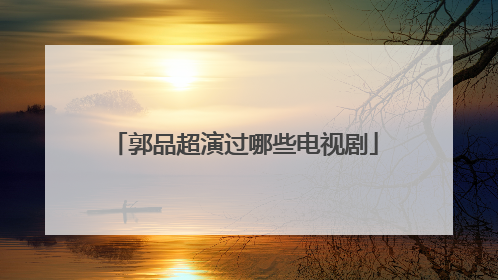 郭品超演过哪些电视剧