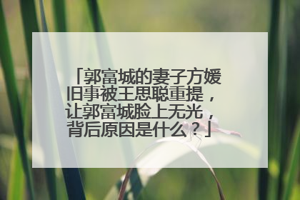 郭富城的妻子方媛旧事被王思聪重提,让郭富城脸上无光,背后原因是什么?