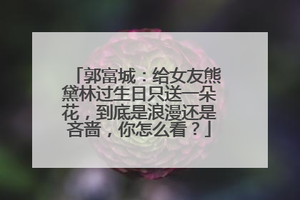 郭富城：给女友熊黛林过生日只送一朵花，到底是浪漫还是吝啬，你怎么看？