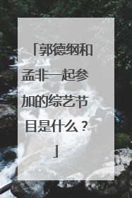 郭德纲和孟非一起参加的综艺节目是什么？