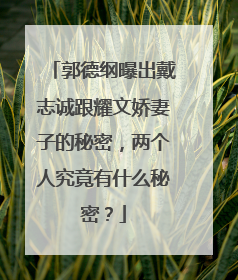 郭德纲曝出戴志诚跟耀文娇妻子的秘密，两个人究竟有什么秘密？