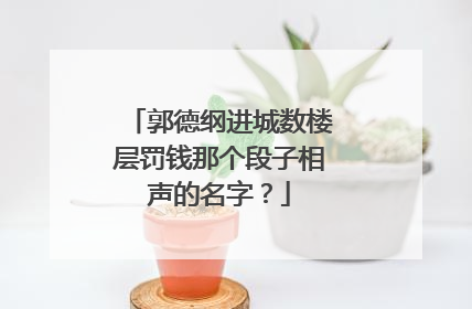 郭德纲进城数楼层罚钱那个段子相声的名字？