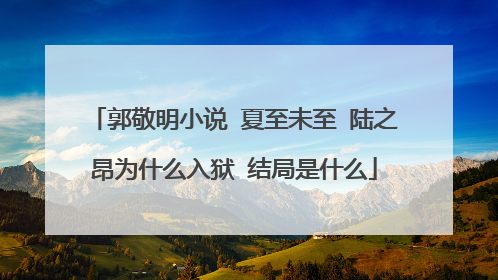 郭敬明小说 夏至未至 陆之昂为什么入狱 结局是什么