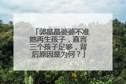郭晶晶婆婆不准她再生孩子，直言三个孩子足够，背后原因是为何？