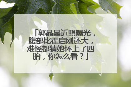 郭晶晶近照曝光,腹部比霍启刚还大,难怪都猜她怀上了四胎,你怎么看?