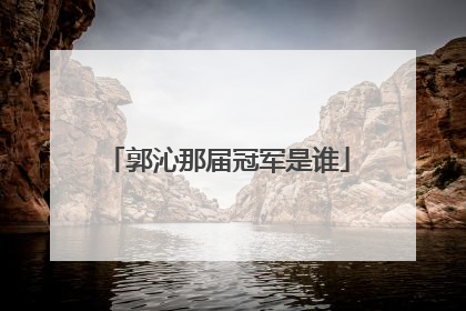 郭沁那届冠军是谁