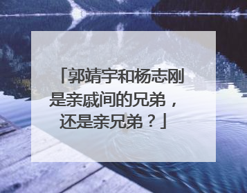 郭靖宇和杨志刚是亲戚间的兄弟,还是亲兄弟?