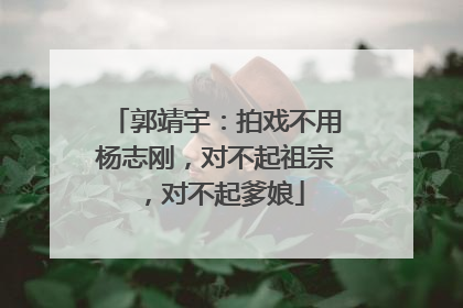 郭靖宇:拍戏不用杨志刚,对不起祖宗,对不起爹娘