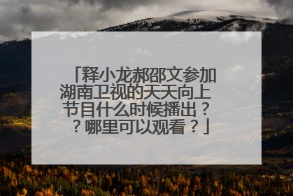 释小龙郝邵文参加湖南卫视的天天向上节目什么时候播出？？哪里可以观看？