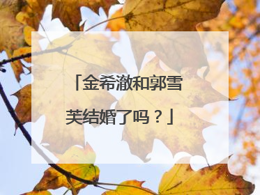 金希澈和郭雪芙结婚了吗?