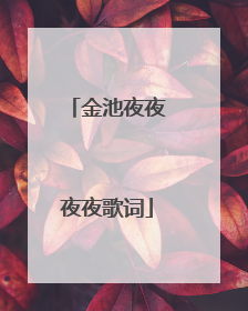 金池夜夜夜夜歌词