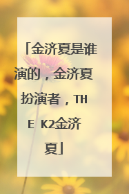 金济夏是谁演的，金济夏扮演者，THE K2金济夏