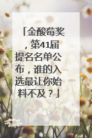 金酸莓奖，第41届提名名单公布，谁的入选最让你始料不及？