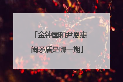 金钟国和尹恩惠闹矛盾是哪一期