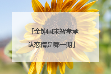 金钟国宋智孝承认恋情是哪一期