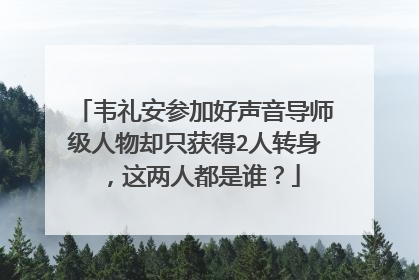韦礼安参加好声音导师级人物却只获得2人转身，这两人都是谁？