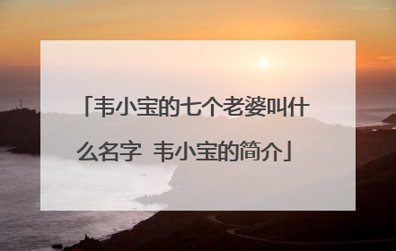 韦小宝的七个老婆叫什么名字 韦小宝的简介