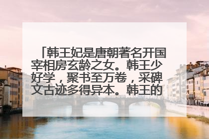 韩王妃是唐朝著名开国宰相房玄龄之女。韩王少好学,聚书至万卷,采碑文古迹多得异本。韩王的一生没有什么