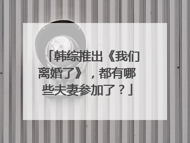 韩综推出《我们离婚了》,都有哪些夫妻参加了?