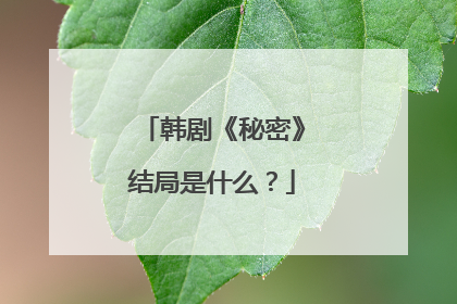 韩剧《秘密》结局是什么?